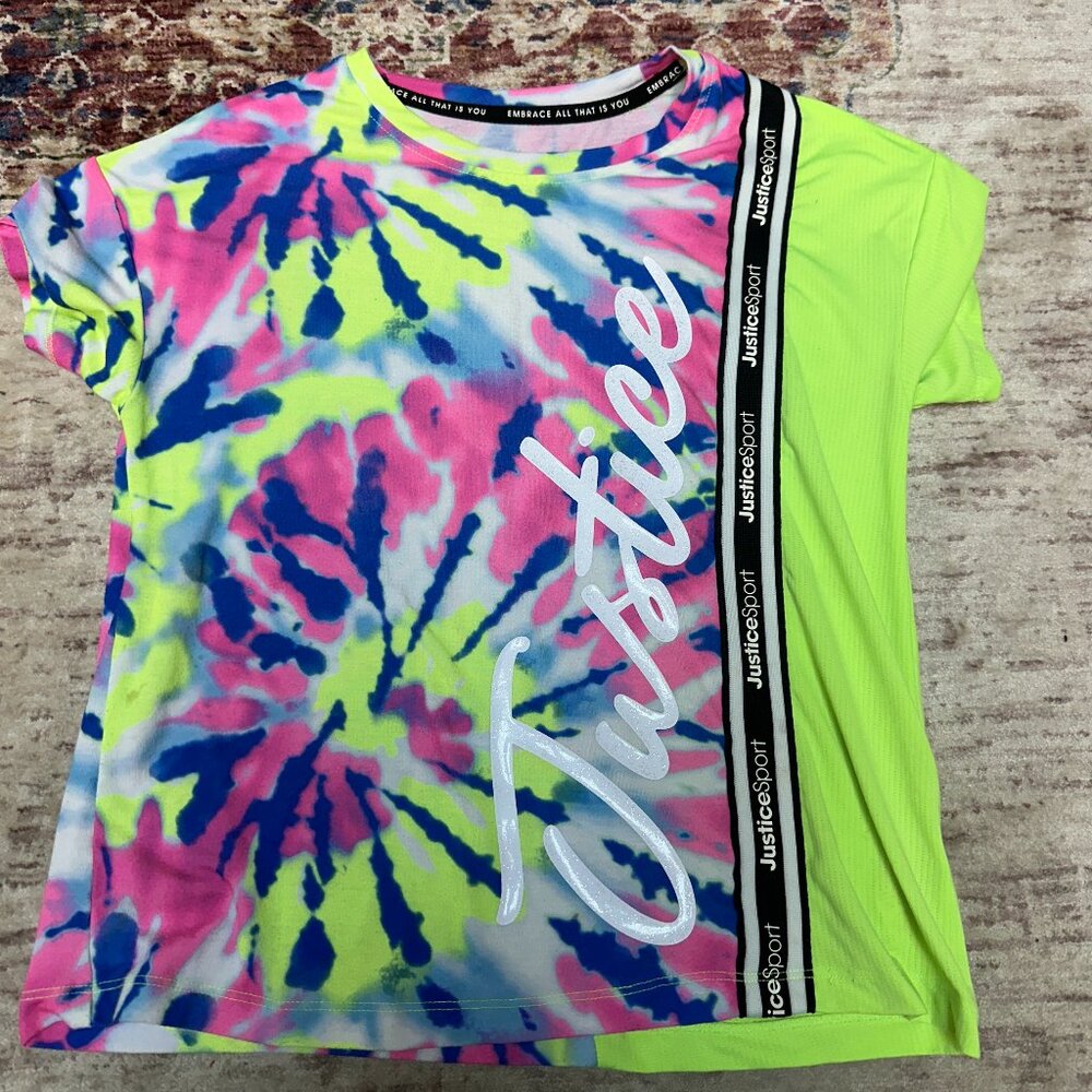 Justice  Girls Green Tie Dye T- Shirt Size S (7/8) In Great Shape!!